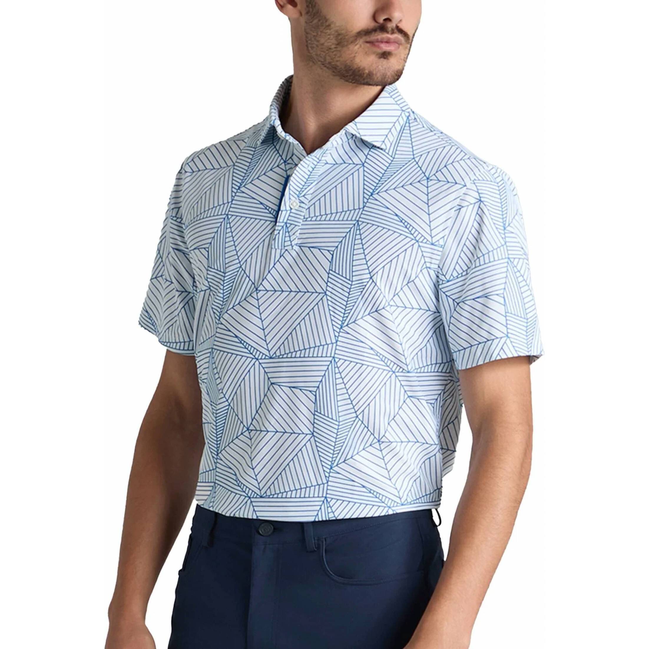 New G/Fore Geometric Tech Piqu Performance Polo Shirt In Lisbon